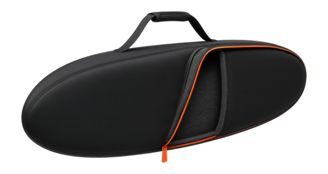 Fleece-lined SUP cover with side zipper and padded shoulder strap for cold weather protection