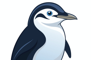 Illustration of an Adorable Blue Eyed Penguin with Sleek Feathers and a Pointed Beak