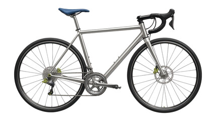 Aluminum road bike with drop handlebars and thin tires for long-distance cycling