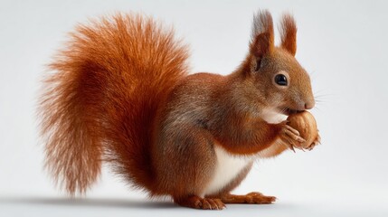 Fototapeta premium Red Squirrel Eating Nut