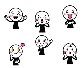 A set of  cute individual in different expression