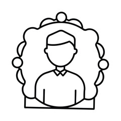 Obraz premium Line art portrait of a man in an ornate frame illustration