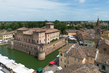 Aerial view of Fontanellato, an historic town near Parma famous for Rocca Sanvitale fortress, Emilia-Romagna, Italy