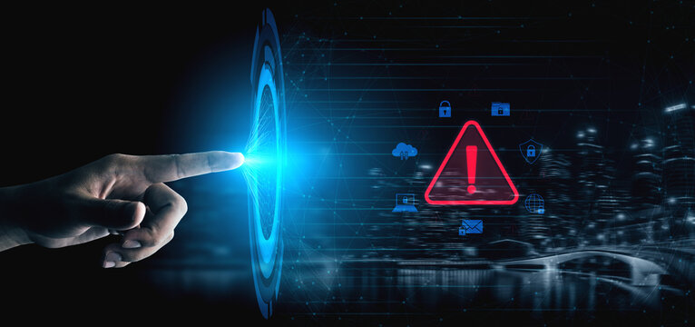 Cybersecurity threat alert protects data. Cyber security threat alert prevents access, alert warns breach, defends system, and cyber security threat alert identifies risk. Vouch