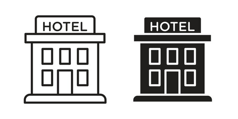 hotel icon vector illustration on a transparent background.