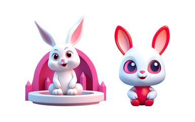 Cute 3D little Cartoon bunny Illustration on Transparent Background