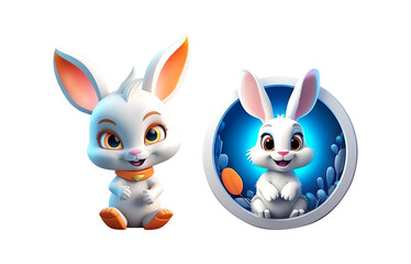 Cute 3D little Cartoon bunny Illustration on Transparent Background