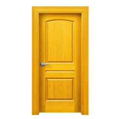 Obraz premium Yellow wooden door isolated on transparent background
