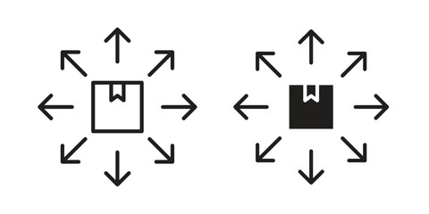 Distribution box icon vector illustration on a transparent background.