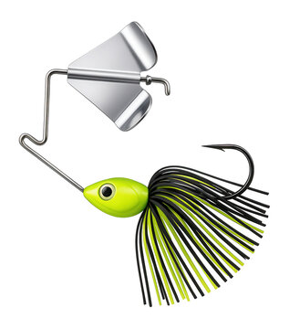 Double-bladed buzzbait with wire frame for surface water fishing