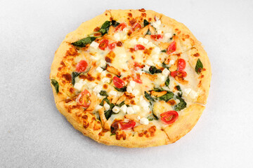 pizza on white for fast food menu or promotional material concept