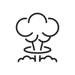 Nuclear explosion line icon. Mushroom cloud sign. Atomic bomb symbol. Danger, threat, end of time. Vector illustration. Editable stroke. Flat design.
