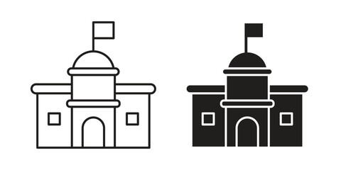 City hall icon vector illustration on a transparent background.