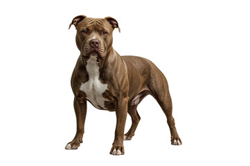 Studio shot Brown pit bull poses against black