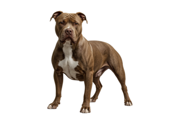 Studio shot Brown pit bull poses against black