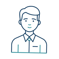 Line art illustration of a young professional in shirt and tie