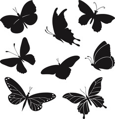 Fototapeta premium Set of Butterfly Silhouettes – Vector Collection of Flying Butterflies