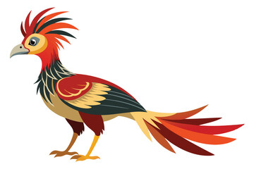 Stylized Phoenix Illustration with Fiery Colors and Ornamental Feathers, Symbolizing Rebirth and Transformation