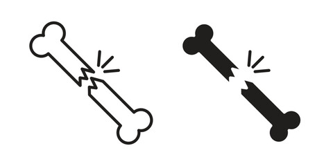 Broken bone icon vector illustration on a transparent background.