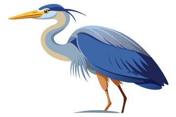 Elegant Great Blue Heron in Stylized Vector Illustration Standing Proudly
