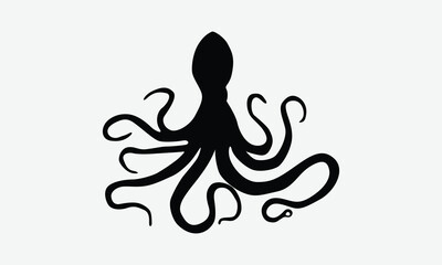 Octopus Silhouette Bundle, Illustration for prints on t-shirts and bags, Files as Cutting, Isolated background.