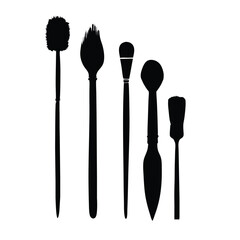 Paint Brush Silhouette Set