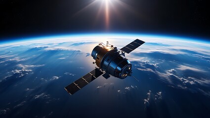 Fototapeta premium Advanced Satellite Technology Orbiting Earth Providing Global Communication Services and Scientific Exploration Opportunities