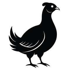 Elegant Silhouette of a Partridge with Graceful Plumage Standing Tall in Bold Black and White