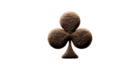 Textured stone club suit symbol on black background Rough surface club card suit for poker, casino, and gambling concept