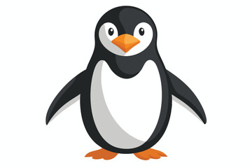 Cute Cartoon Penguin with Black and White Feathers Standing Upright