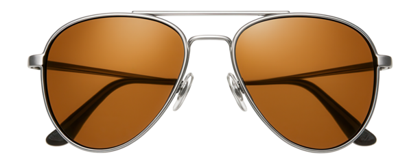 Classic aviator sunglasses with silver frame and amber lenses