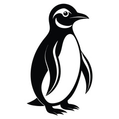 Stylized Black and White Penguin Illustration Standing Tall Symbolizing Wildlife and Antarctic Regions