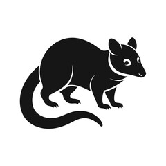Obraz premium Black possum silhouette with white eyes and claws vector
