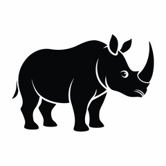 Fototapeta premium Black rhinoceros silhouette vector icon animal wildlife