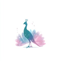 Fototapeta premium Mystical peacock, pastel colors
