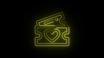 Ticket Animation with Glowing Lines on Black Background