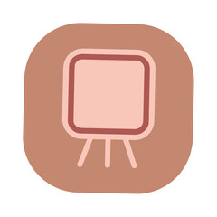 Fototapeta premium Minimalist Easel Icon in Muted Earth Tones on Rounded Square