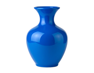 A shiny blue vase isolated on a transparent background
