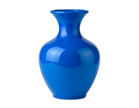 A shiny blue vase isolated on a transparent background