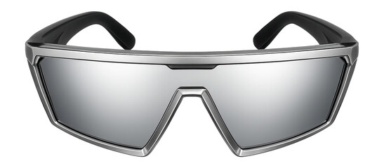 Futuristic visor sunglasses with mirrored lenses and angular frames