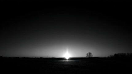 Monochromatic sunrise over a flat landscape (1)