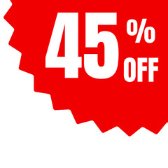 Red tag displaying a forty five percent off discount