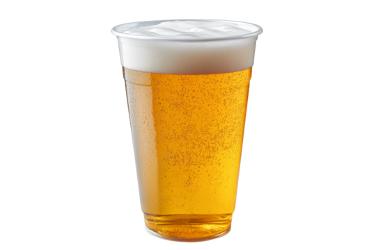 Cold Beer Ale in Plastic Cup PNG Transparent Background
