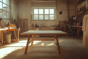 Creating a sleek coffee table in sunlit woodshop