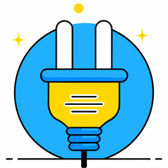 Obraz premium Electric plug icon with bright blue and yellow colors