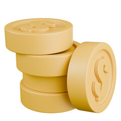 gold coins stack icon 3d rendering. save money.