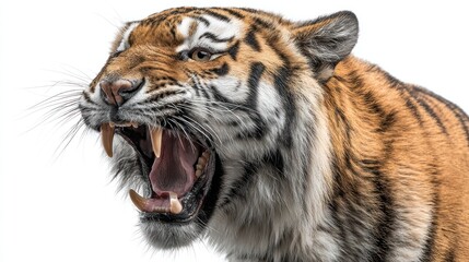 Fototapeta premium Tiger's fierce roar. Close-up head shot