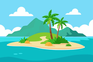Obraz premium Tropical Beach Paradise Idyllic Island Escape with Palm Trees