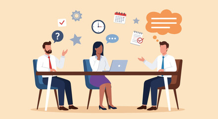 Teamwork in the Office Collaborative Meeting Vector Illustration for Productivity and Progress