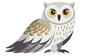 Stylized Snowy Owl Illustration a Captivating Depiction of the Arctic Predator with Elegant Plumage and Piercing Golden Eyes
